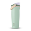 FreeSip Sway 32oz in Eucalyptus, sage green insulated water bottle with sage green flip cap, cream tan carry loop and lavender lid interior, lid open