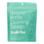 Bottle Cleaning Tablets 20 Pack in EcoBrite; front of teal resealable packet labeled \Natural Bottle Cleaning Tablets EcoBrite\