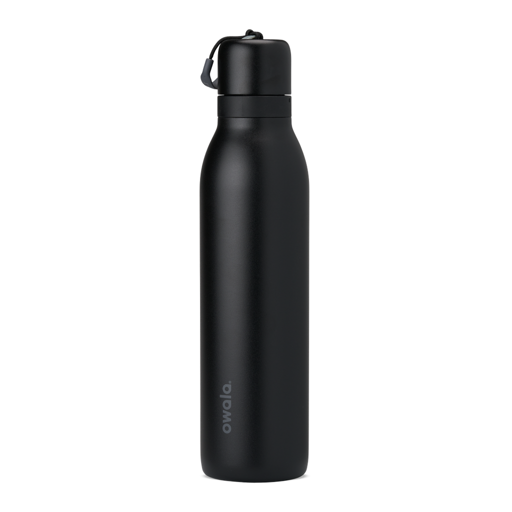 FreeSip Twist 24oz in Black (matte black body, black lid and loop), shown