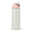 FreeSip 32oz water bottle, off-white body with blush peach lid base and soft pink carry loop