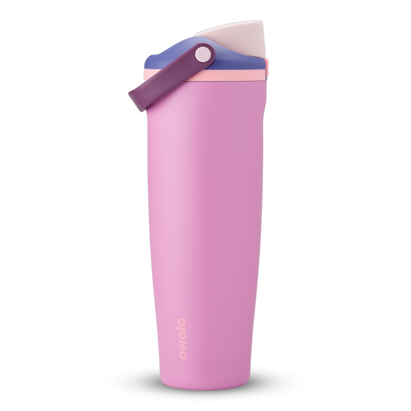 FreeSip Sway 40oz, soft lilac pink tumbler with purple and blush accent lid; taller 40oz silhouette