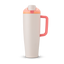 FreeSip Tumbler 40oz Sparkling Sherbet, cream body with peach orange flip cap, pink push-button, cream lid, and coral pink handle