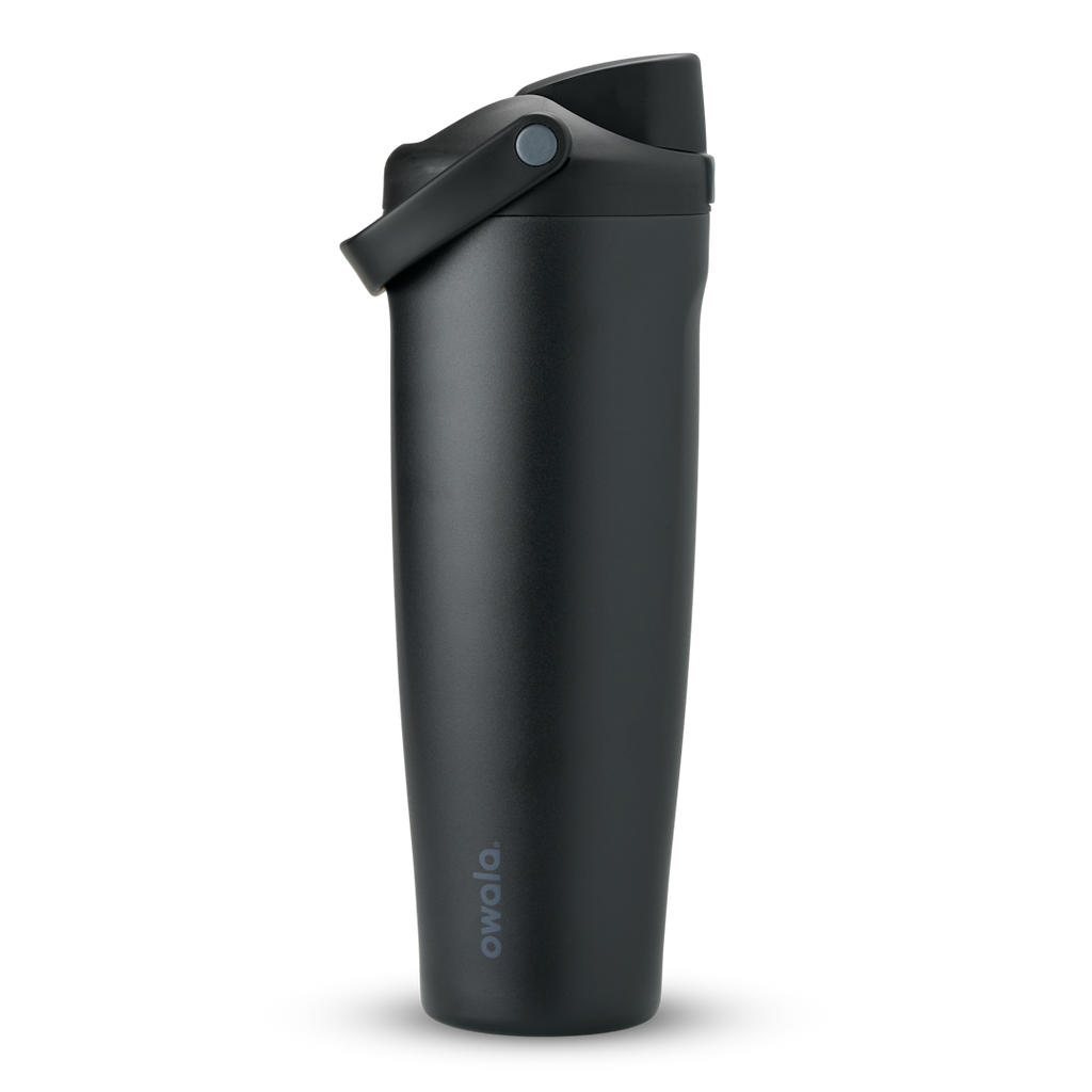 FreeSip Sway 40oz tumbler in Very Very Dark — matte near-black charcoal with dark grey flip cap