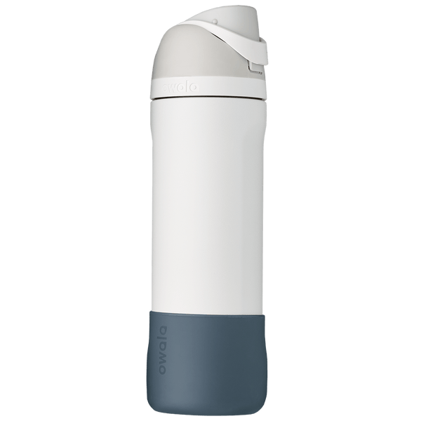 slate blue silicone Bottle Boot, shown on a FreeSip bottle as example