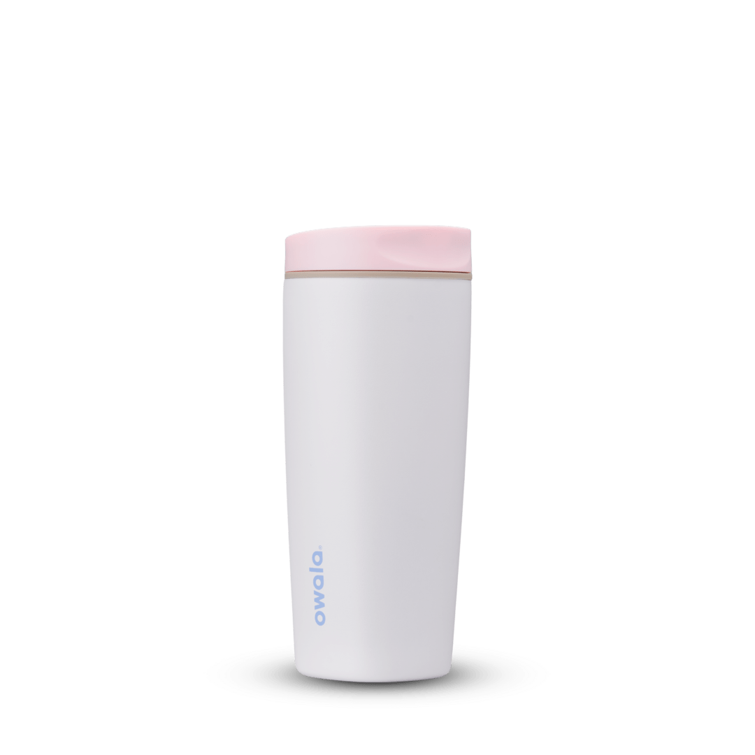 SmoothSip Slider 20oz in white with a soft pastel pink slide-lock lid