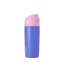Kids FreeSip 16oz in Wild Child, bright periwinkle blue insulated bottle with pink flip cap, matching blue lid base, and gold carry loop