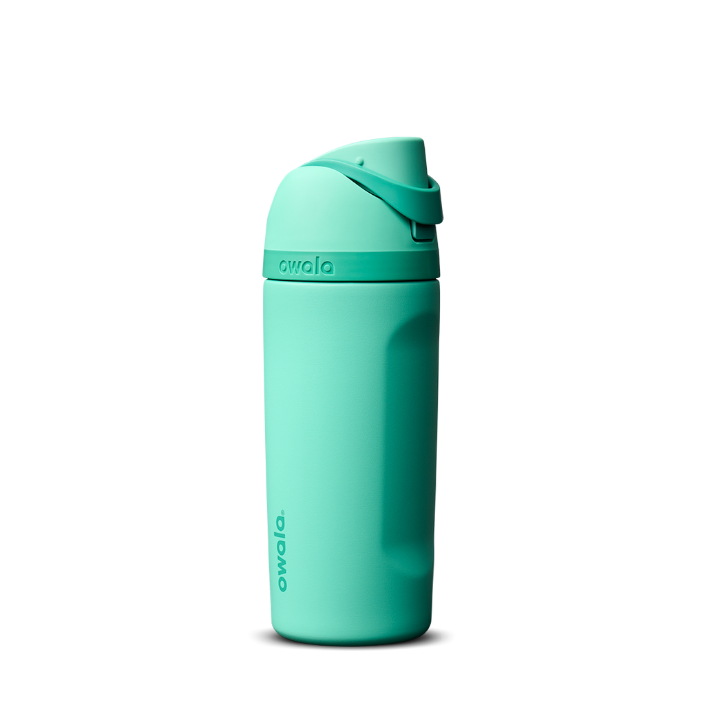 Kids FreeSip 16oz in 90s Kid, bright spearmint green insulated bottle with matching green flip cap and green carry loop
