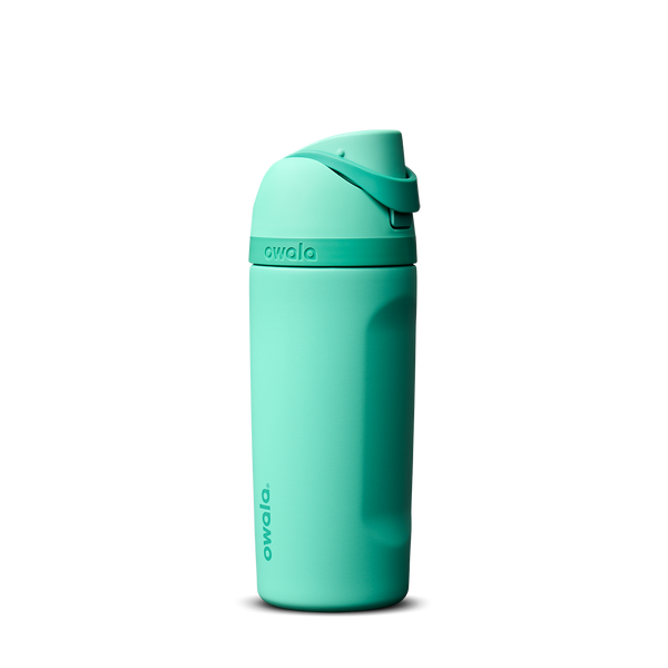 Kids FreeSip 16oz in 90s Kid, bright spearmint green insulated bottle with matching green flip cap and green carry loop