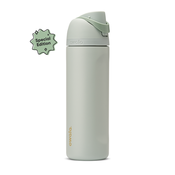 FreeSip 24oz Summer Paradise; soft sage green body with matching sage flip cap and carry loop