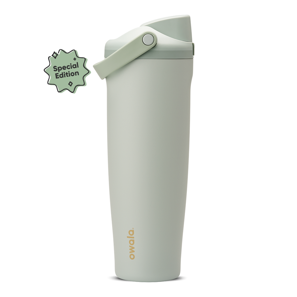 FreeSip Sway 40oz Summer Paradise; soft sage green body with matching sage flip cap and carry loop