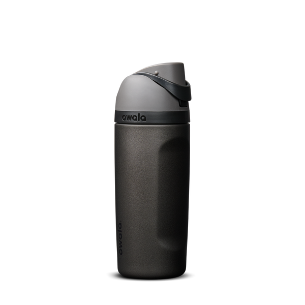 Kids FreeSip 16oz in Nailed It, dark charcoal gray insulated bottle with slightly lighter gray flip cap and carry loop