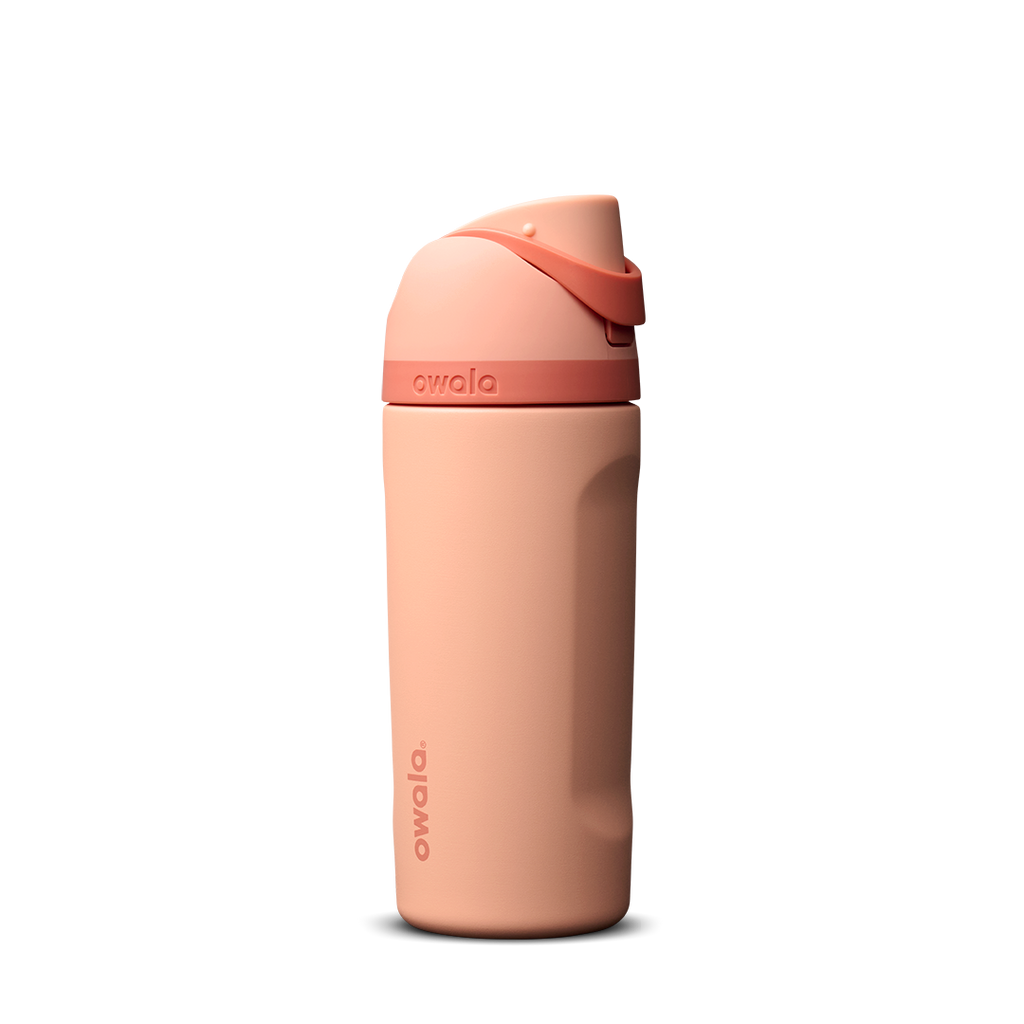 Kids FreeSip 16oz in Peach of Mind, warm salmon peach insulated bottle with deeper coral-peach flip cap and matching carry loop