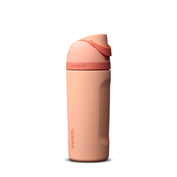 Kids FreeSip 16oz in Peach of Mind, warm salmon peach insulated bottle with deeper coral-peach flip cap and matching carry loop