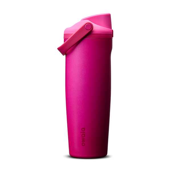 FreeSip Sway 30oz in Read My Lips, vivid fuchsia-pink insulated water bottle with matching hot pink flip cap and carry loop