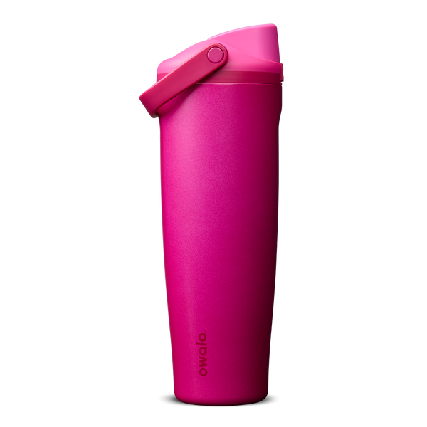 FreeSip Sway 40oz in Read My Lips, vivid fuchsia-pink insulated water bottle with matching hot pink flip cap and carry loop
