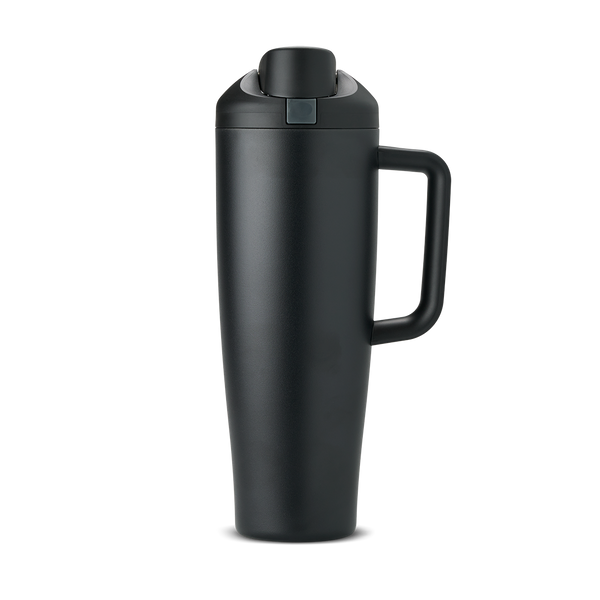 FreeSip Tumbler 40oz Very Very Dark, matte black body with matching black lid and handle