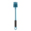 2-in-1 Bottle Brush; medium blue long-handled bottle brush with dark gray grip and blue loop ring at base