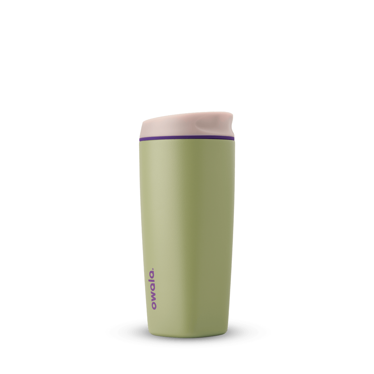 SmoothSip 20oz in Hip Cactus, olive green tumbler body with cream flip-style lid, slim purple accent ring, and purple Owala logo Main image