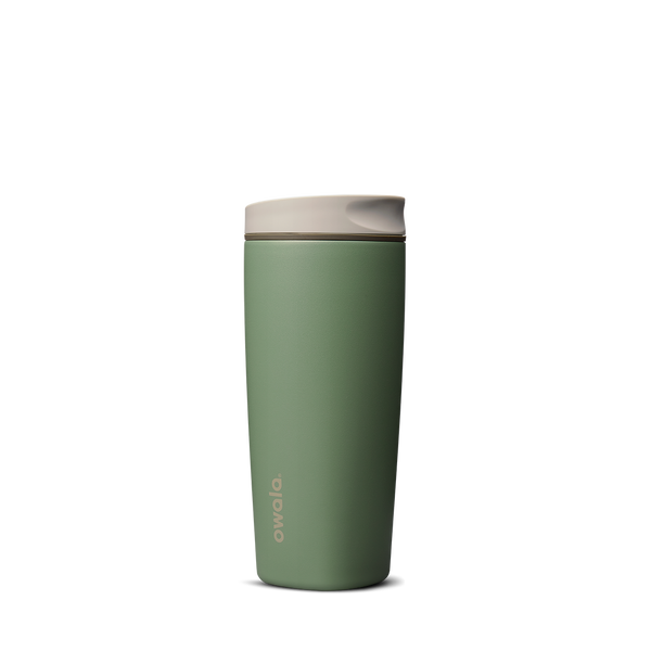 SmoothSip Slider 20oz in Green House, muted sage green body with cream slider lid