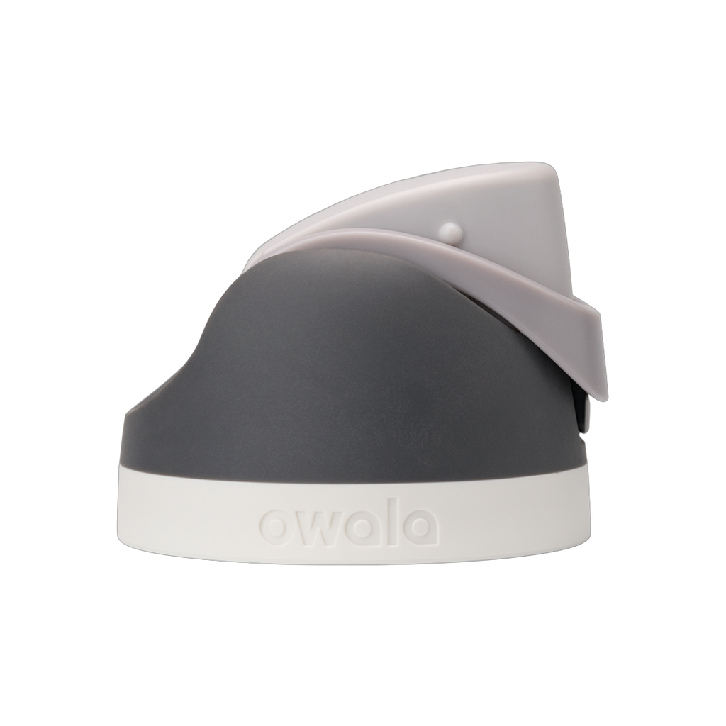 FreeSip replacement lid in Rock On, dark charcoal/graphite body with light gray flip cap and white base ring