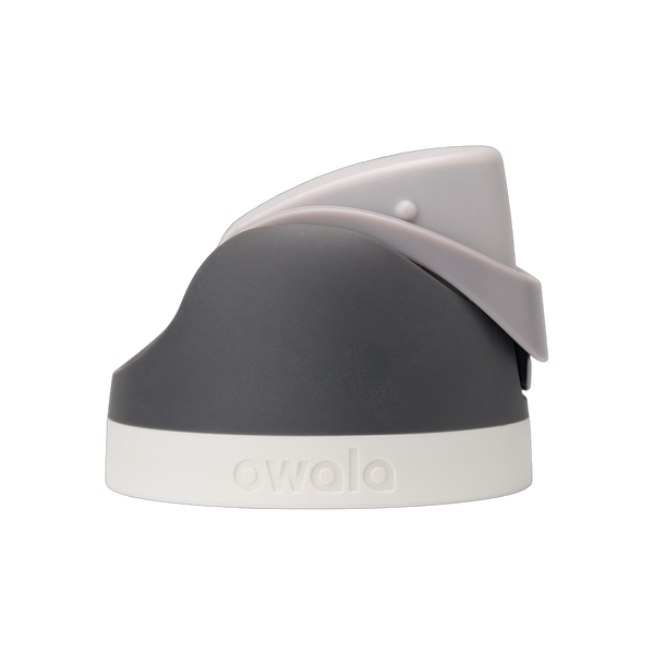 FreeSip replacement lid in Rock On, dark charcoal/graphite body with light gray flip cap and white base ring
