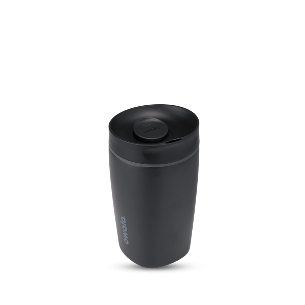 SmoothSip Slider 12oz in Very, Very Dark, all-black body and lid with matching black slider button