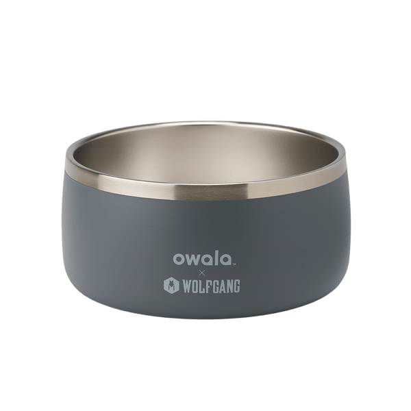 Owala x Wolfgang Pet Bowl in medium gray with stainless steel interior